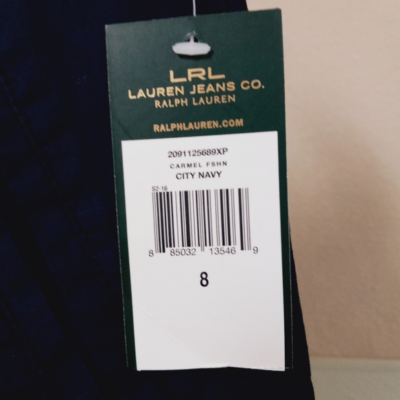 8 NEW W TAG LRL LAUREN RALPH LAUREN MIDNIGHT BLUE CROPPED CARGO PANTS - Picture 3 of 9